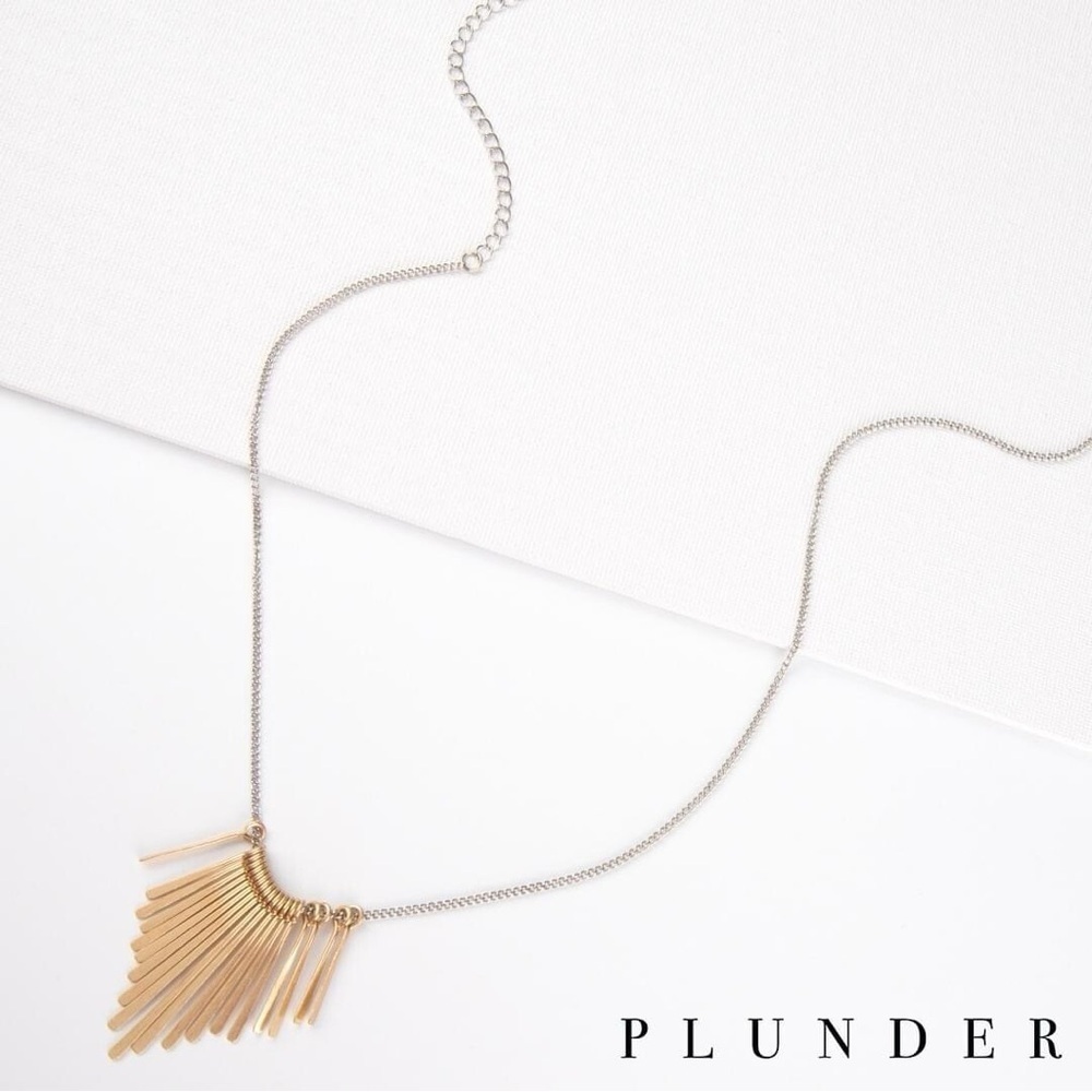 ❄️ Plunder | Kira Gold Bars Silver Chain Necklace boho Shabby Chic